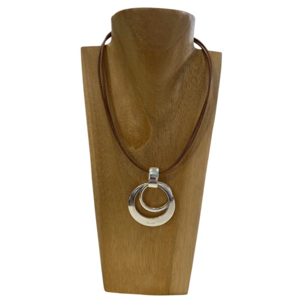 Collier pendentif double cercles en plaqué argent Scudo