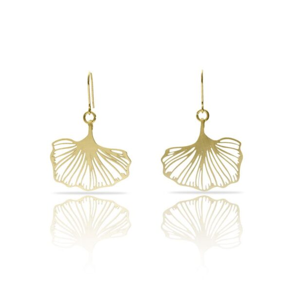 Boucles d'oreilles dorées Ginkgo Biloba simple